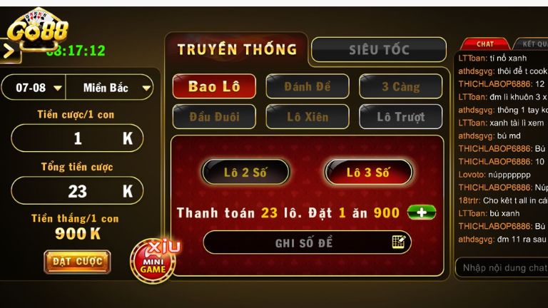 Những cách đánh bao lô có tại Go88